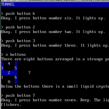 Screenshot showing the number '4' being entered by lighting the appropriate buttons on the door Screenshot showing the number '4' being entered by lighting the appropriate buttons on the door