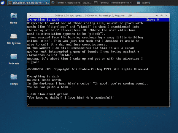 Jacaranda Jim running in DOSBox