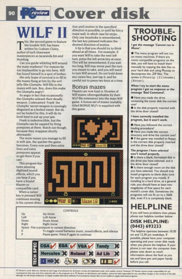 Wilf II's write-up in a 1992 edition of PC Review magazine