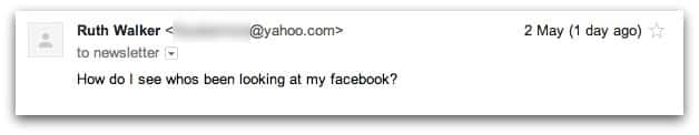 Email from Ruth about Facebook