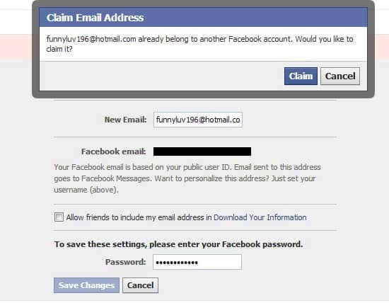 Claim email address