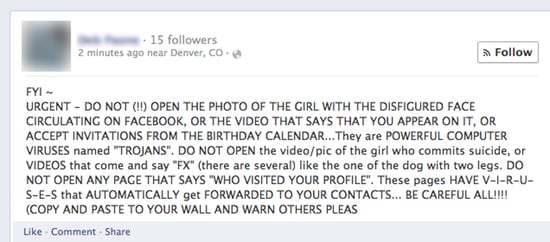 Girl with the disfigured face scare