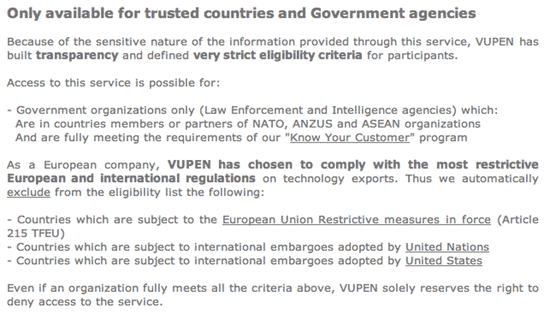 VUPEN policy