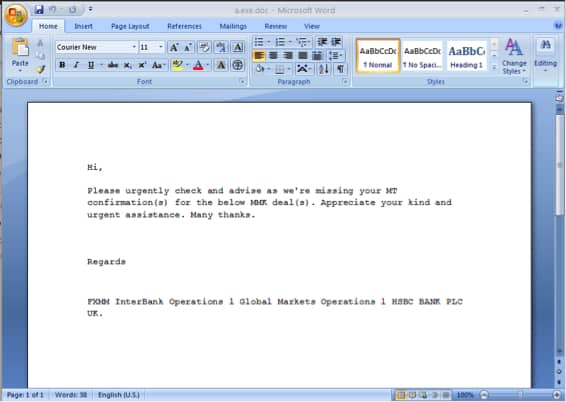 Boobytrapped Word document