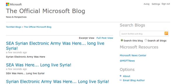 Microsoft blog hack