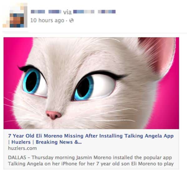 Article being shared on Facebook