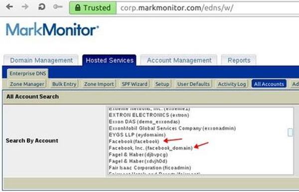 The SEA tweeted an image of a Mark Monitor administrator panel
