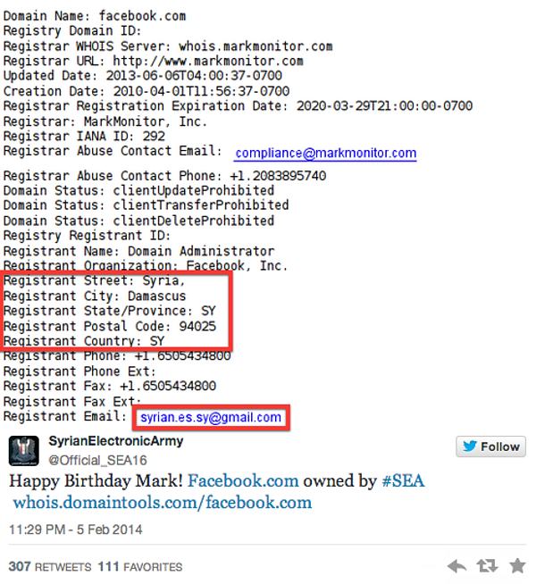 Facebook WHOIS information