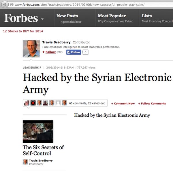 Forbes hacked by Syrian Electronic Army