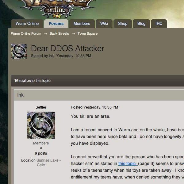 Wurm forum post