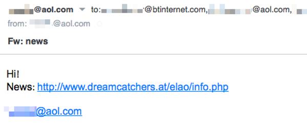 Spam email from an AOL address