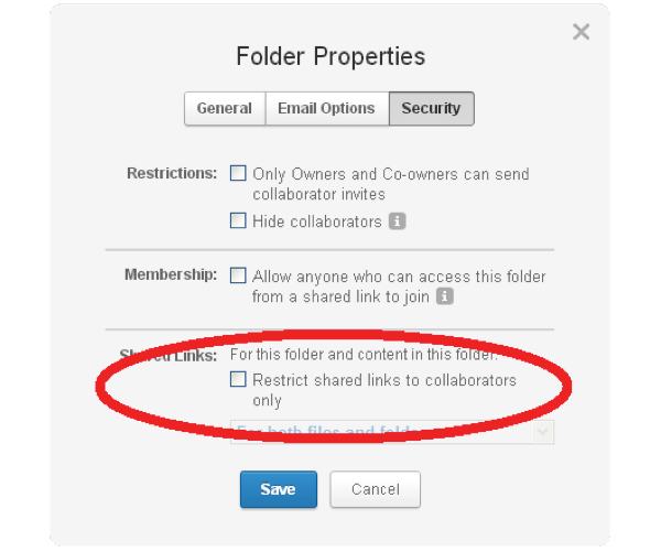 Security option on Box