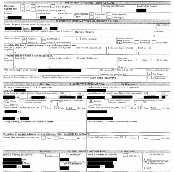 Leaked mortgage application