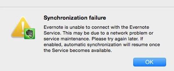 Evernote failure