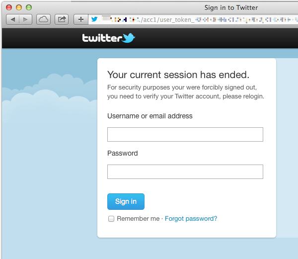 Twitter phishing page