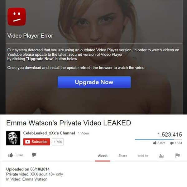 Fake YouTube page