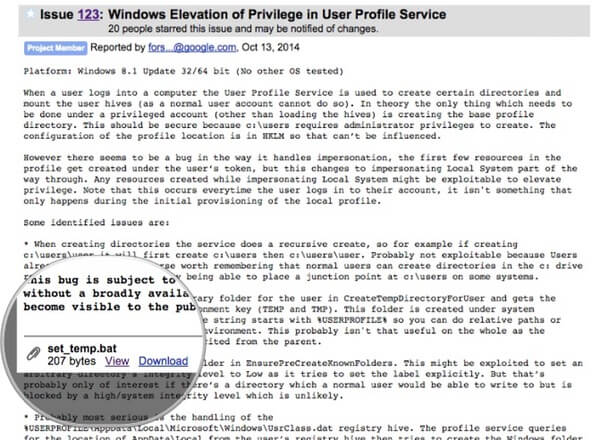 New vulnerability report