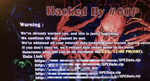 Hacked Sony computer
