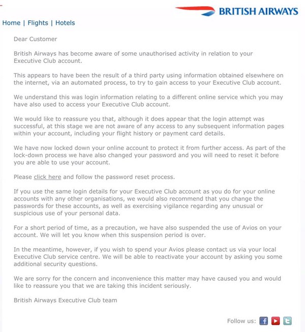 Email from British Airways