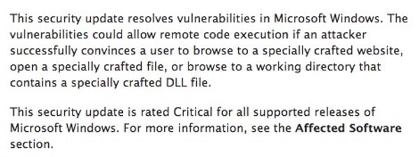 Microsoft security bulletin
