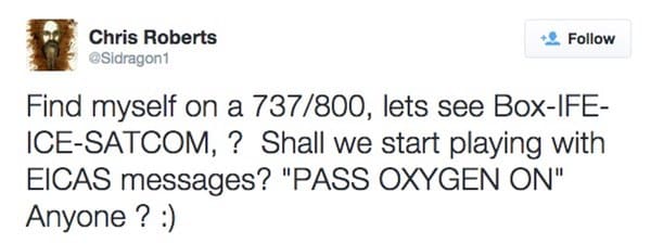 Tweet by Chris Roberts