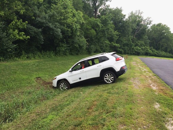 Yes, this Jeep has ended up in a ditch. Image source: Andy Greenberg/Wired