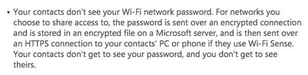 Extract from Microsoft FAQ on Wi-Fi Sense