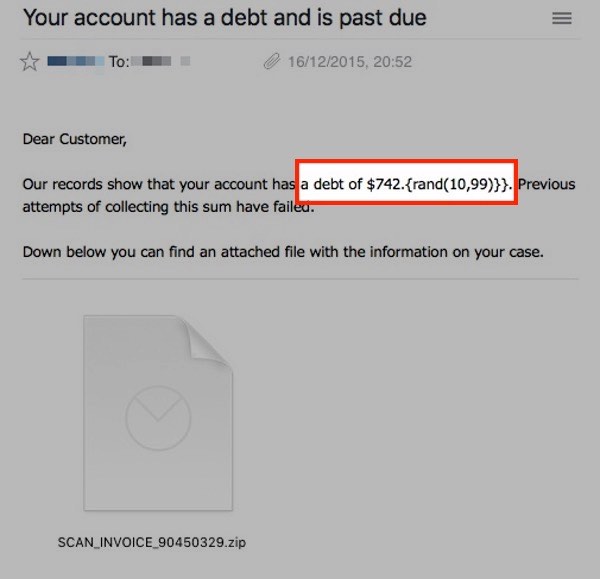 Invoice spam mistake