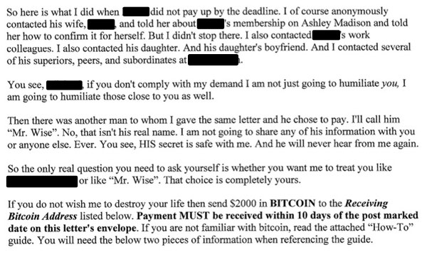 Blackmail letter