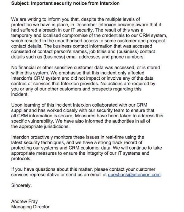 Interxion email