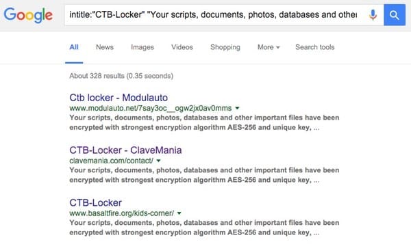 Google ransomware search