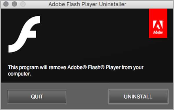 Flash is being uninstalled