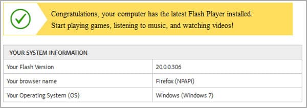 Adobe Flash version