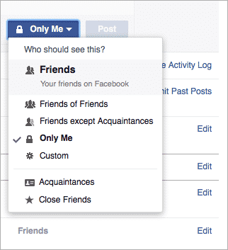 Facebook audience selector