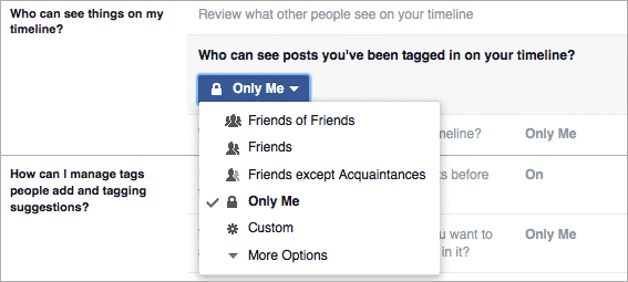 Facebook only me