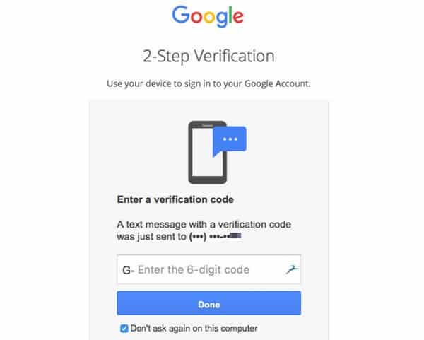 Google 2sv