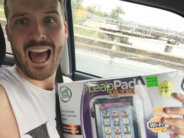 Mike Carthy with Leapfrog toy