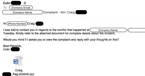 Malicious email