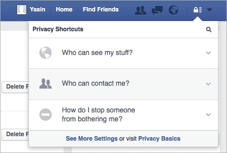 Facebook privacy button