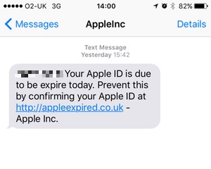 Apple id sms phishing