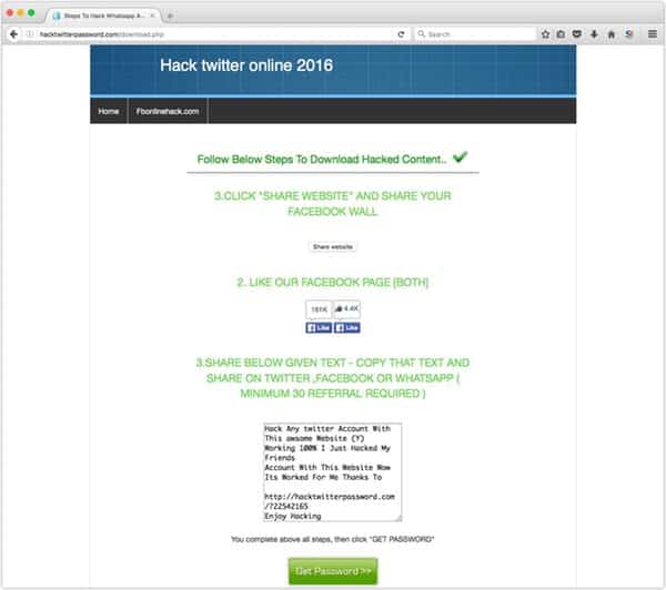 Hack twitter page
