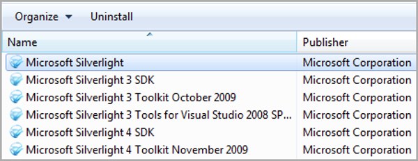 Silverlight uninstall