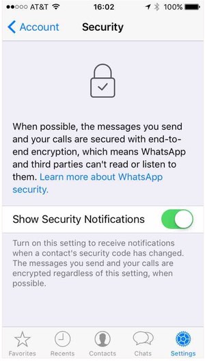 Whatsapp settings