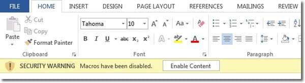 Enable macros