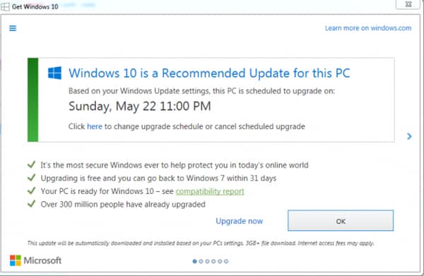 Windows 10 upgrade reminder