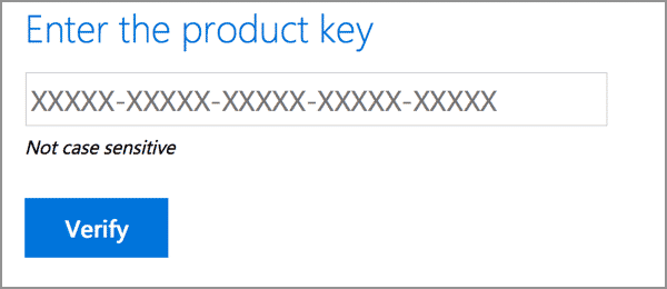 Enter the product key