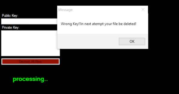 Wrong key