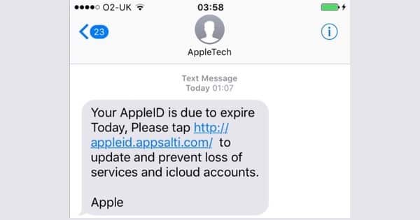 Apple ID smishing
