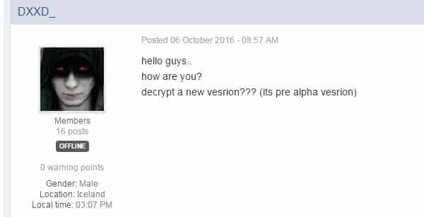 Dxxd forum message