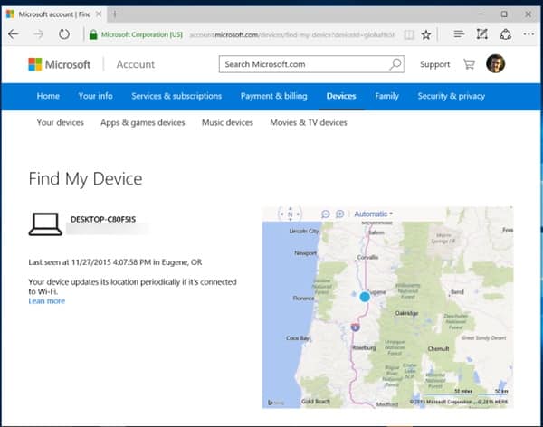 Find my device map